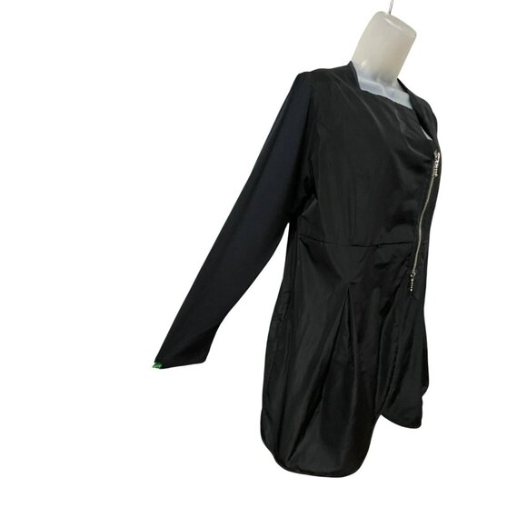 Sun Kim Black Asymmetrical Zip Front Long Sleeve Jacket Dress S - Picture 3 of 7